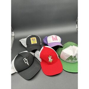 Vintage Hats Caps Trucker Lot of 5 Advertising Meshback Snapback Strapback GC+